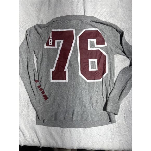 PINK TAMU Texas A&M University Womens Sweatshirt Sz L Raglan Gray WhiteTexas ATM - Picture 4 of 4